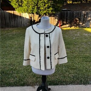 Milly Cream and Black Trim Blazer